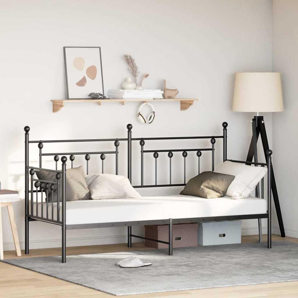 Maison Exclusive - Tagesbettrahmen Schwarz 80 x 200 cm Stahl