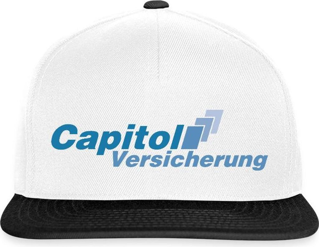 Spreadshirt Stromberg Logo Capitol Versicherung Snapback Cap, One size, Weiß/Schwarz