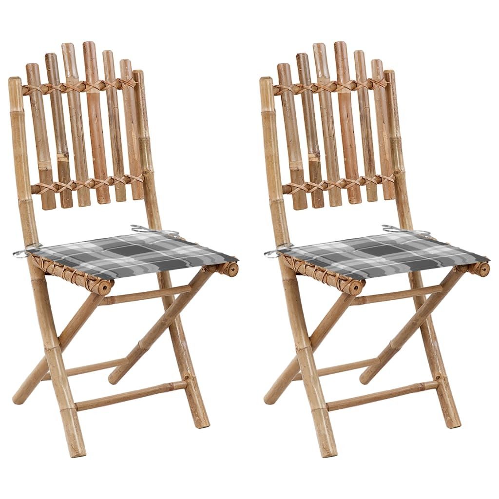 CLORIS Klappbare Gartenstühle 2 Stk. mit Kissen Bambus, 9,37 kg