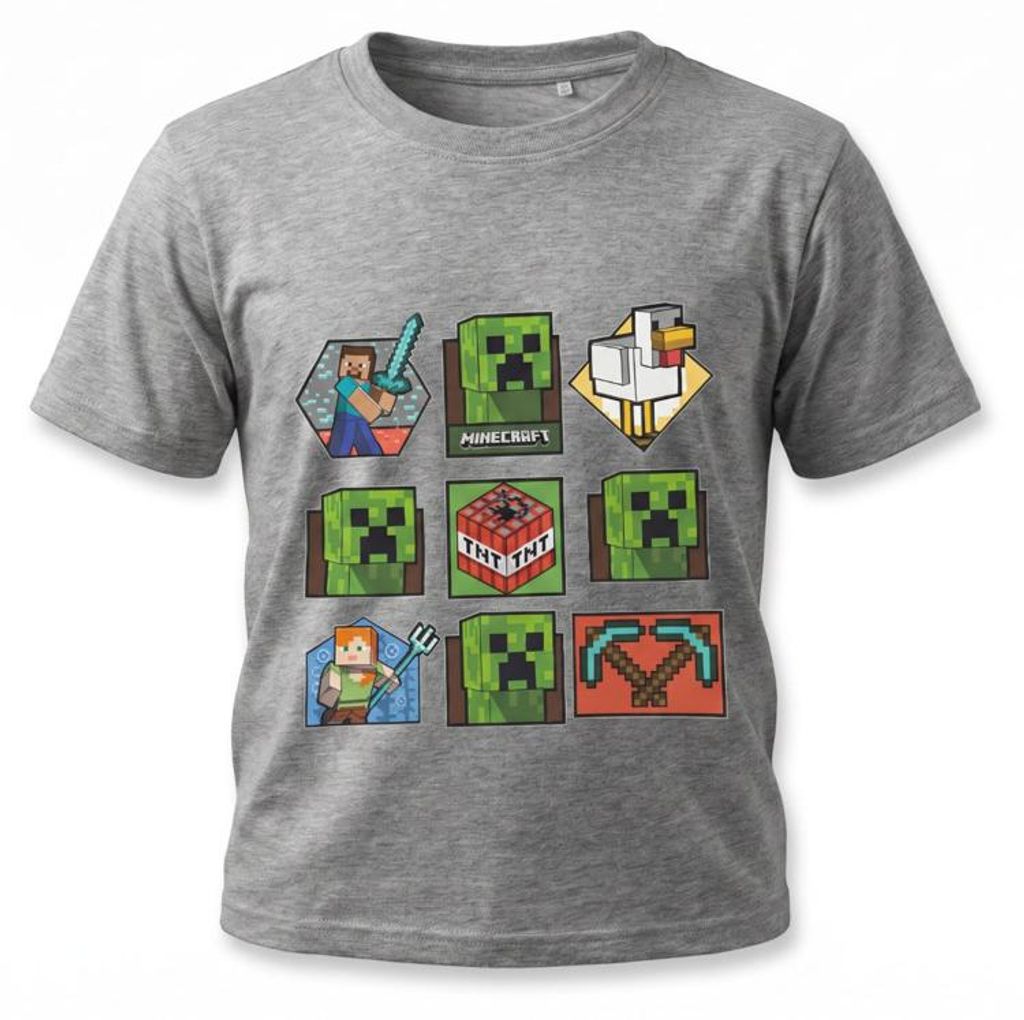 Minecraft Gamer Creeper Kinder T-Shirt Kurzarm Shirt Produktbild 