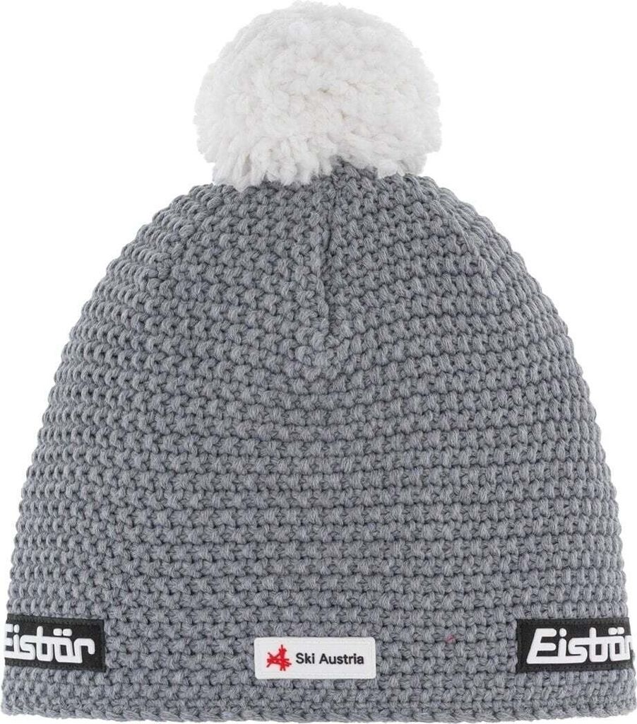 Eisbär Jamie Pompon MÜ SKA Strickmütze mit Bommel Uni, Farbe:Grau