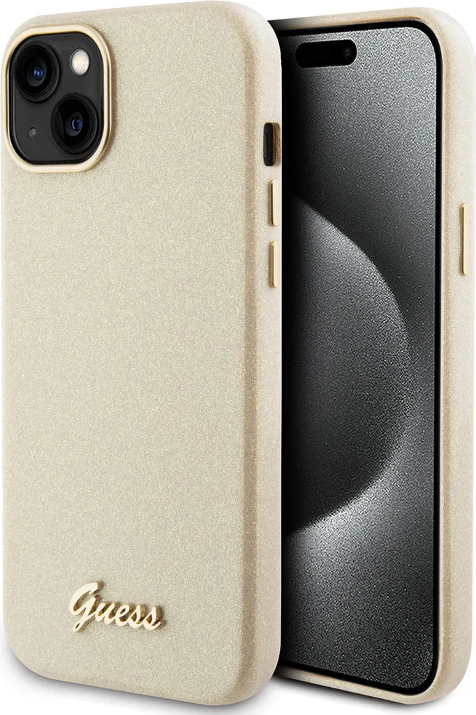 Custodia Guess iPhone 15 Plus Oro Glitterata - Protezione TPU Glossy