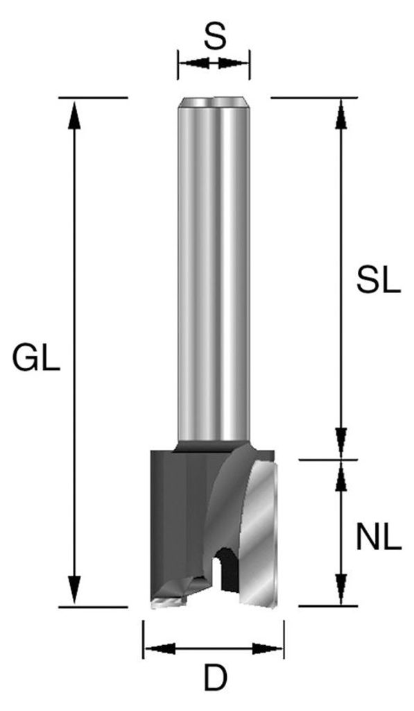 BRÜCK HW-Planfräser Typ 222 Z2 D=19mm,NL=12mm,GL=44mm,S=8x32mm | 2221901203
