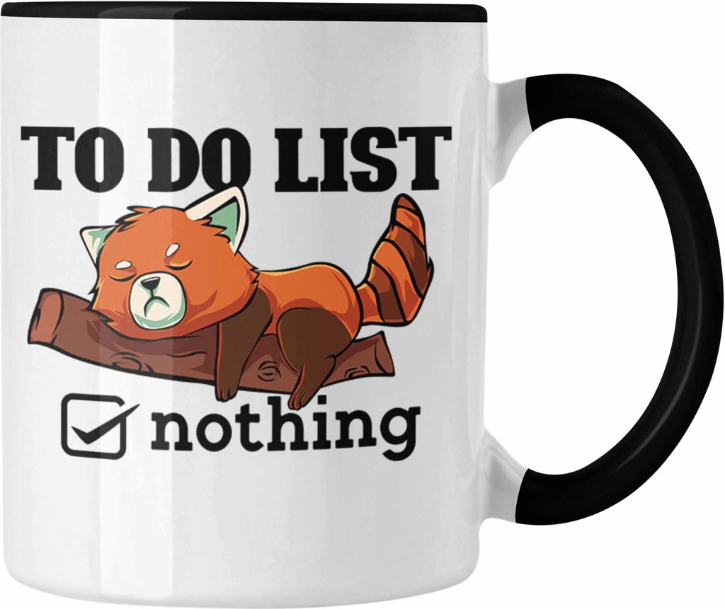 Trendation - Lustige Roter Panda Tasse Witziges Geschenk für Tierliebhaber (Schwarz)