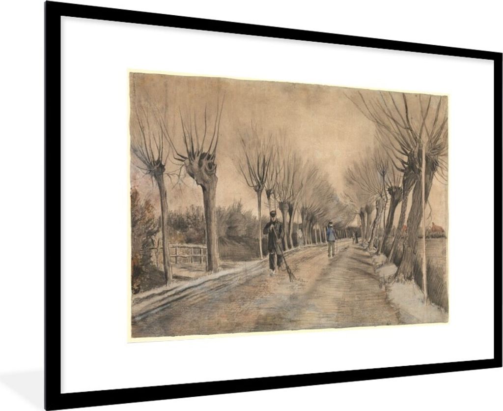 MuchoWow Gerahmtes Poster Straße in Etten - Vincent van Gogh 90x60 cm - Poster mit Schwarzem Bilderrahmen Wandposter Rahmen Foto Bilder - Wandde...