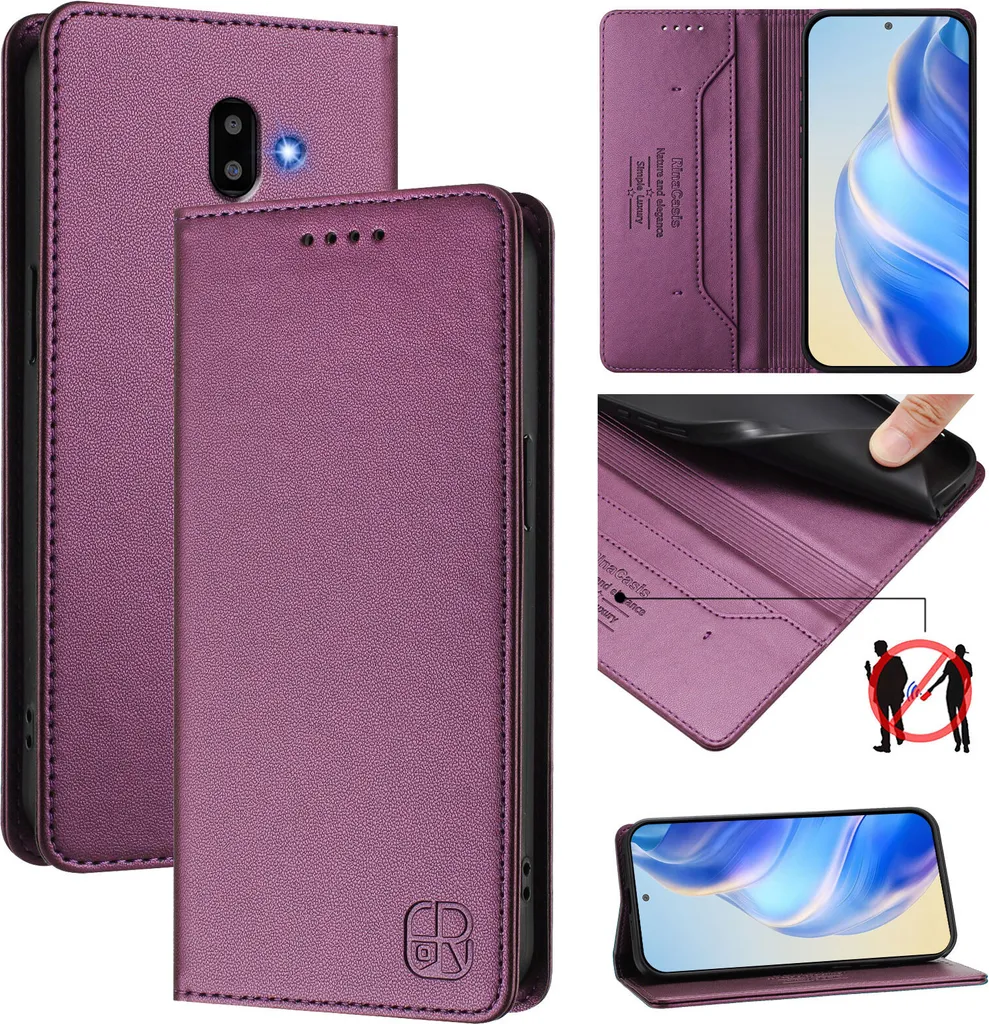 Cover Samsung J6+ Wallet Viola - Custodia Protettiva in Pelle con Stand - 1
