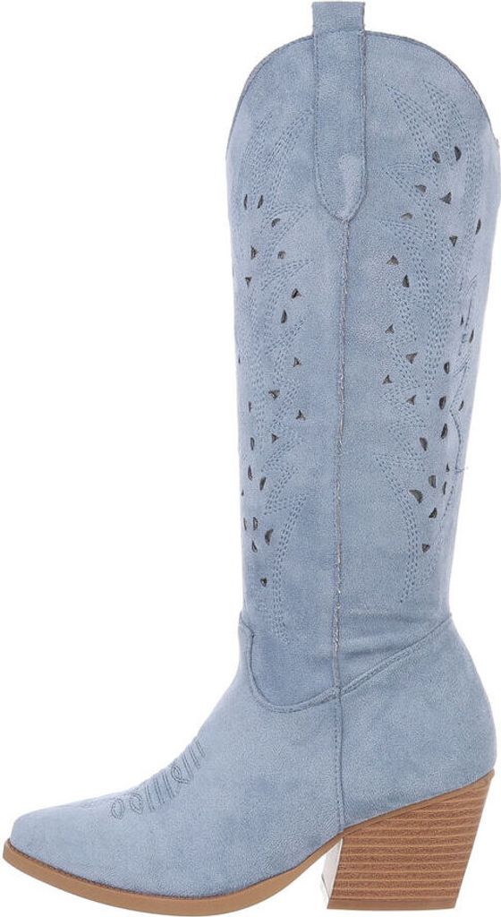 Ital-Design Damen Stiefel Wildlederoptik Western- & Bikerstiefel 85757855 Blau Gr. 41