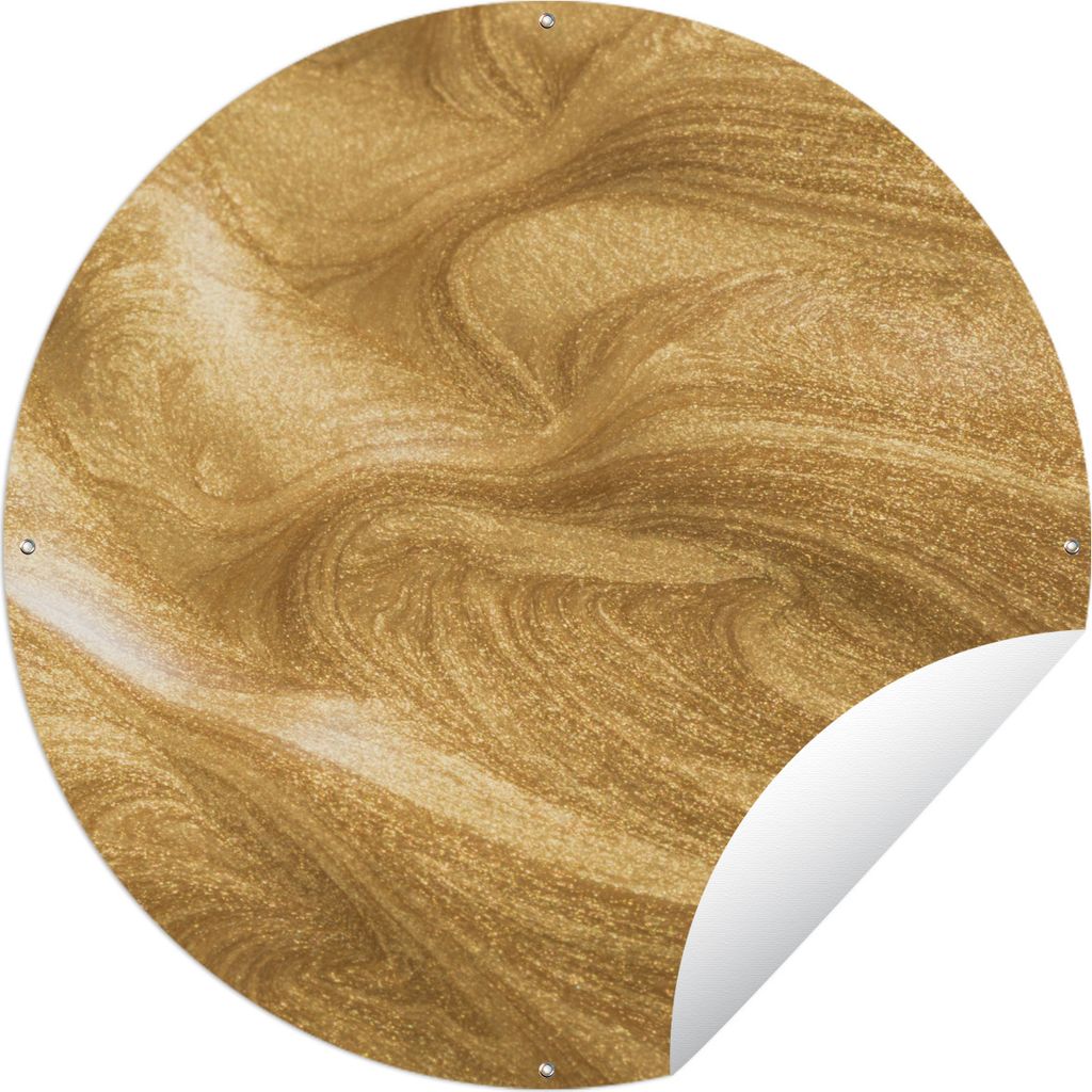 MuchoWow Gartenposter Outdoor-Poster Rund Ein goldener Hintergrund mit Glitzern Ø 120 cm Gartendeko Rundes Poster draußen