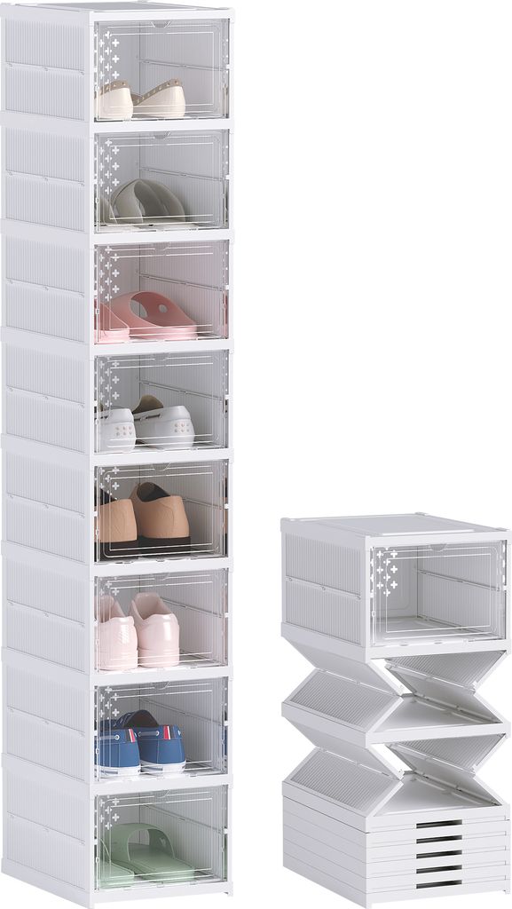 Pudełka na buty HOMCOM, 8 sztuk, składany organizer na buty Zdjęcie produktu 