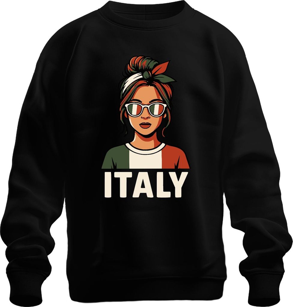 Italienerin Sonnenbrille Flagge Retro Urlaub Fan Reise Italien Uni Sweatshirt Pullover, Schwarz, XXL