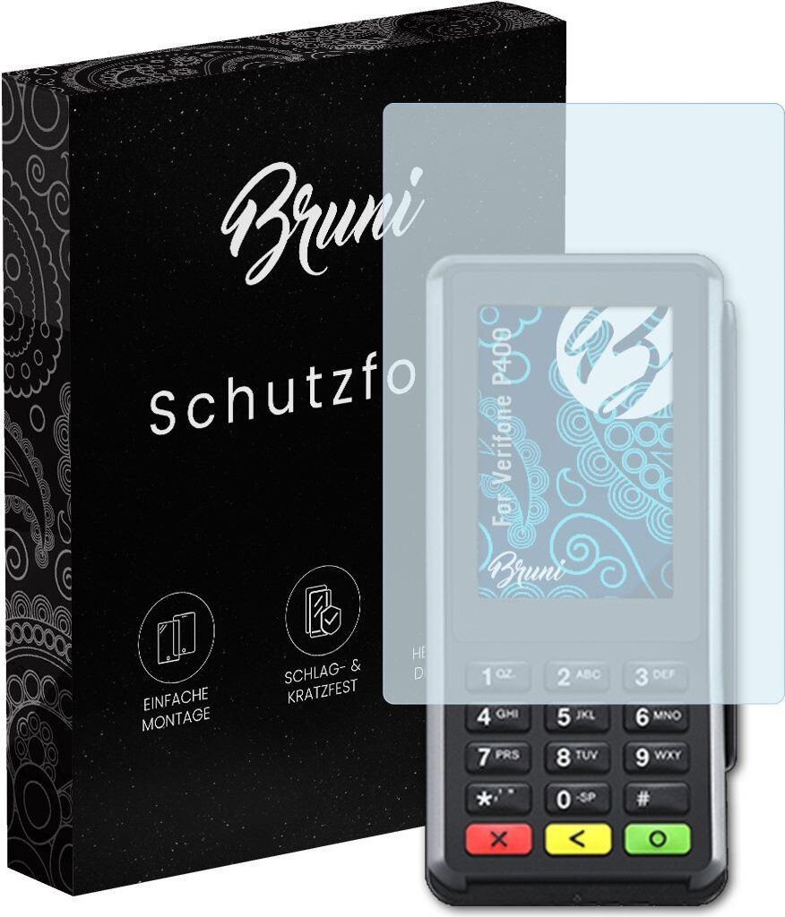 Bruni Basics-Clear 2x Schutzfolie kompatibel mit Verifone P400 Folie