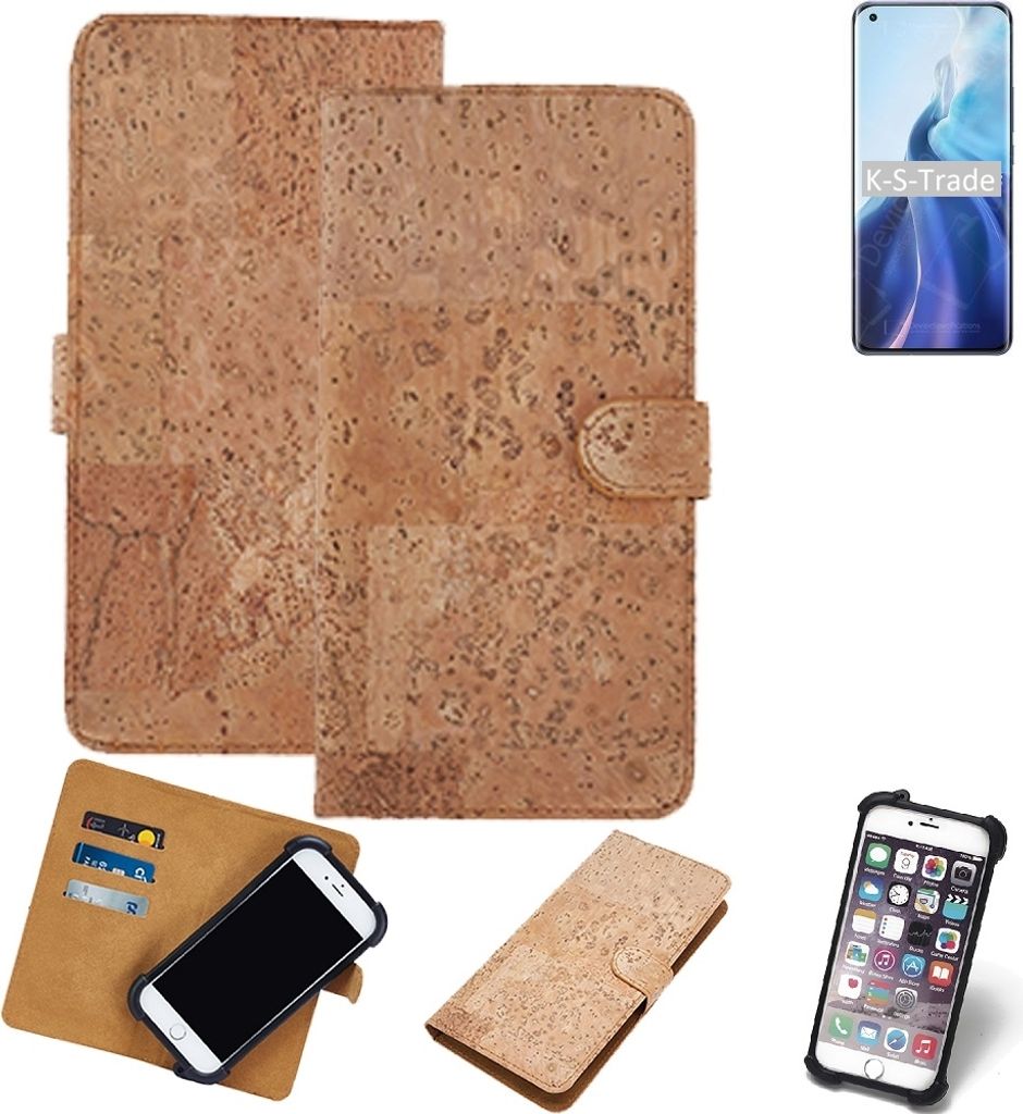 K-S-Trade Hülle kompatibel mit Xiaomi Mi 11 Ultra Kork Handyhülle Cover Schutzhülle TPU Case Bumper in Hellbraun, (1x)