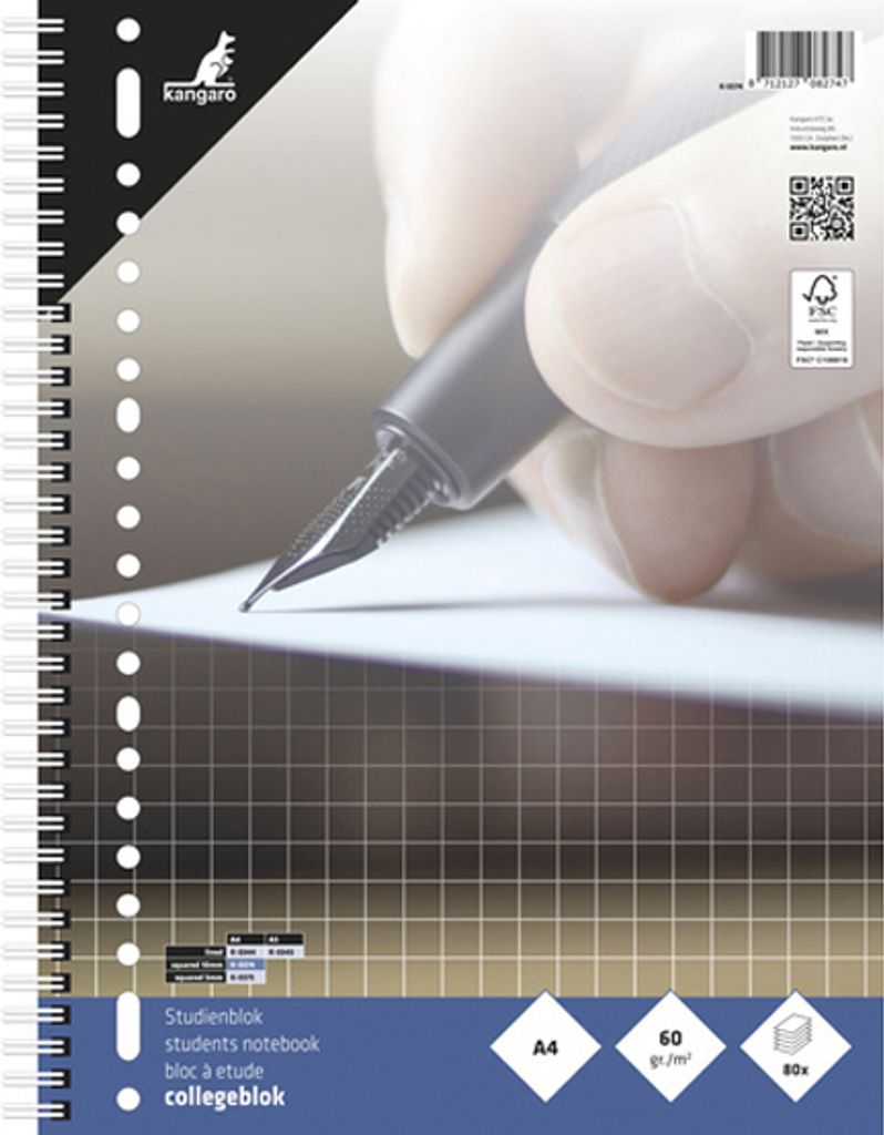 kangaro Collegeblock DIN A4 10 mm kariert 80 Blatt