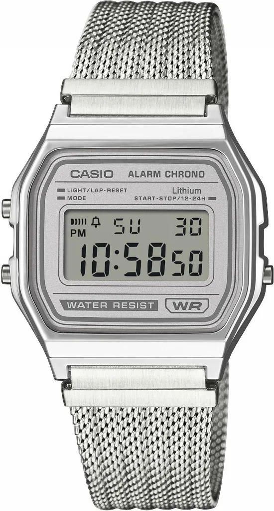 Casio A158WEM-7EF Vintage: Orologio Unisex Argento con Cinturino Mesh