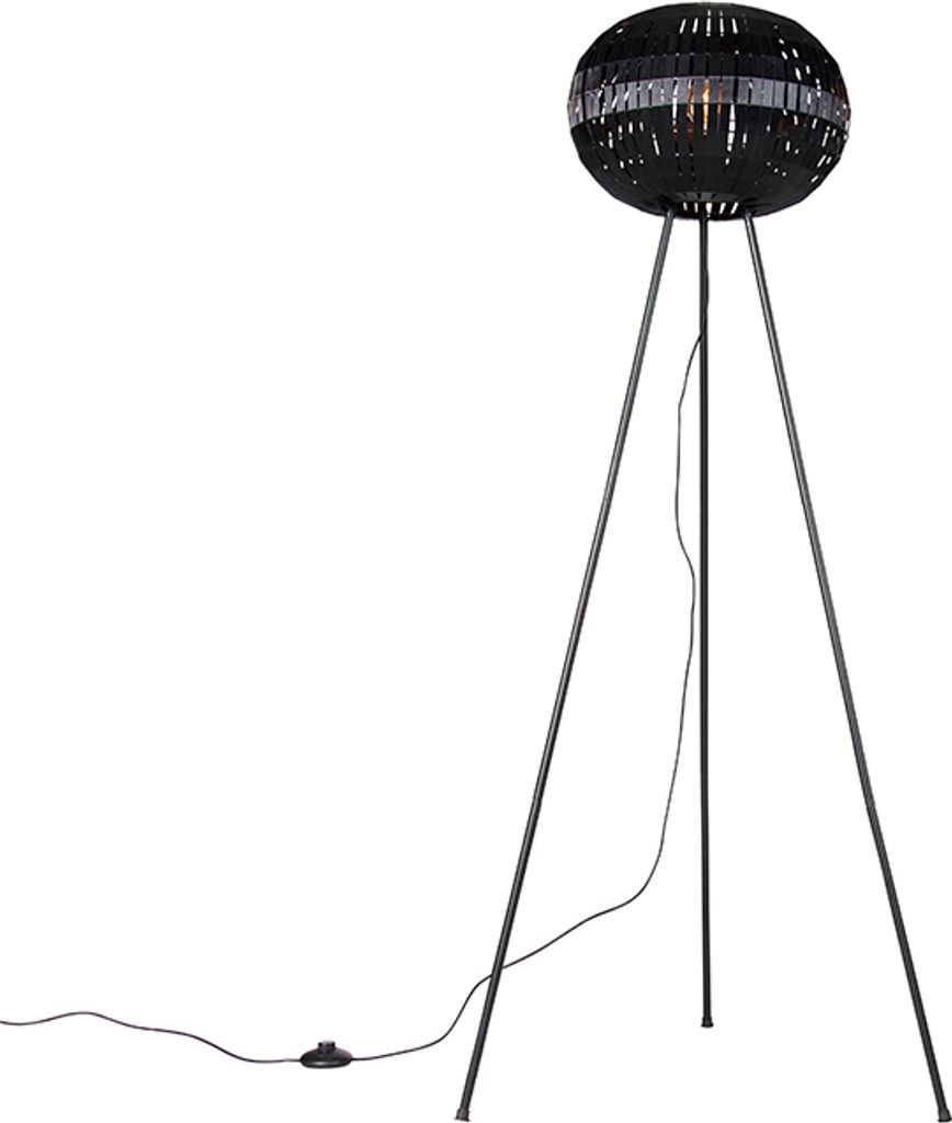 QAZQA - Modern Modernes Stehlampen-Stativ schwarz - Zoë I Wohnzimmer I Schlafzimmer - Stahl Rund - LED geeignet E27
