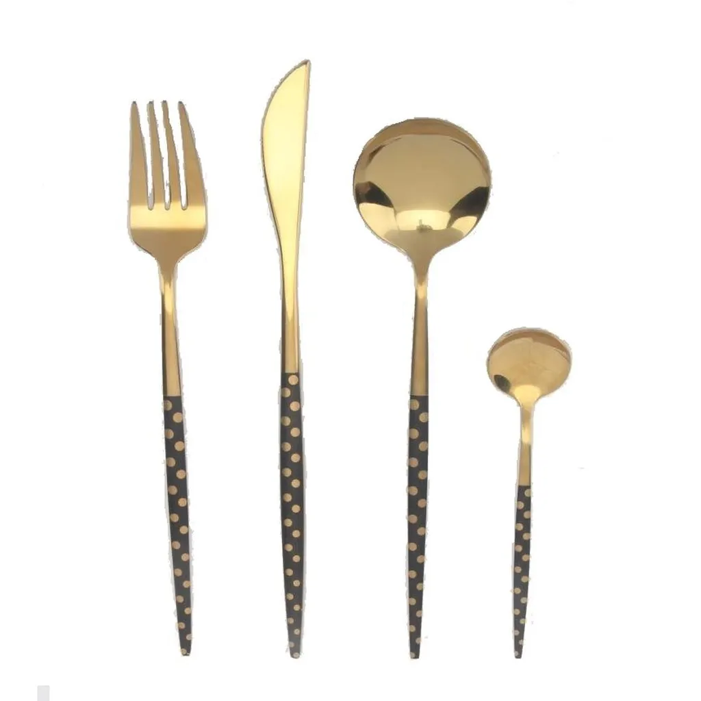 Set de couverts pour table chic noir et or - Idéal pour vos dîners de fête