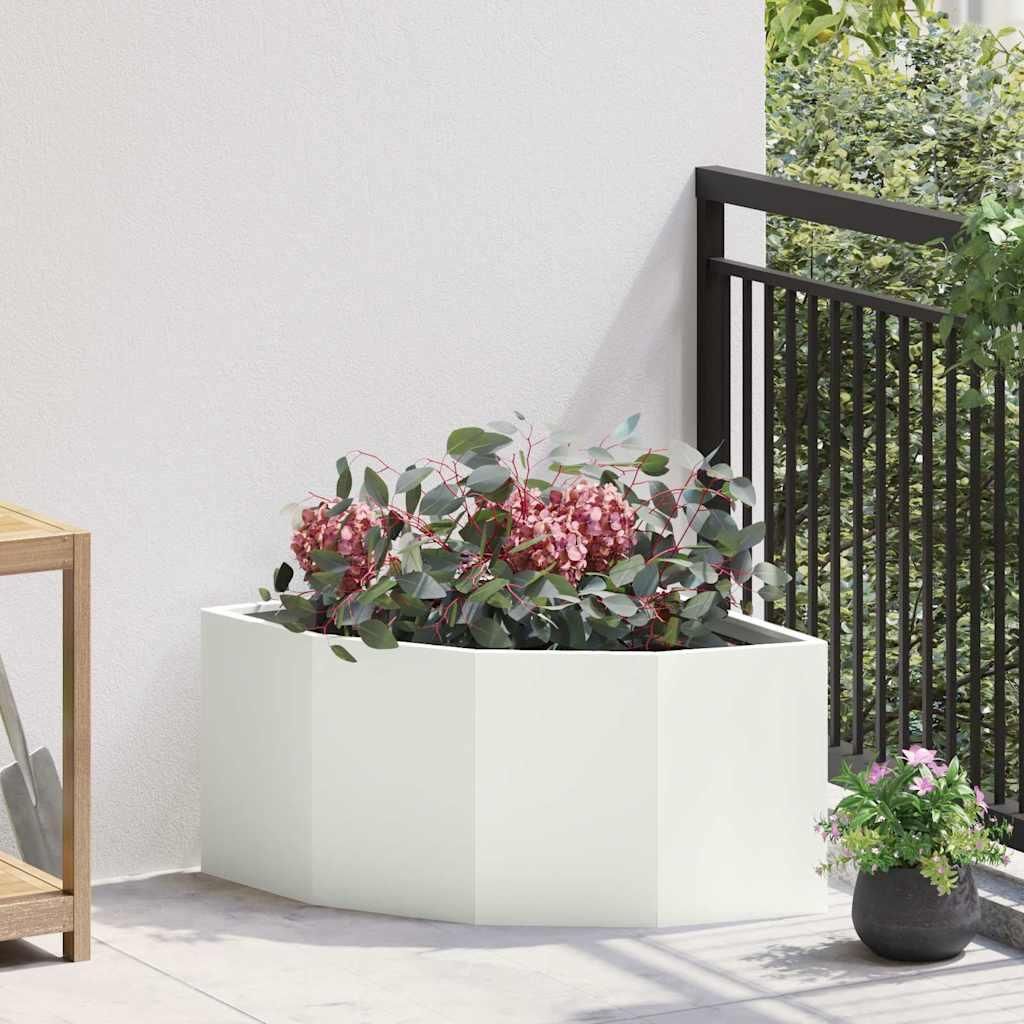 "Schlussverkauf" Eckpflanzer im Garten - 1 pc - Hochbeet/Gartenbeet - Weiß 60x60x35 cm Stahl C13630