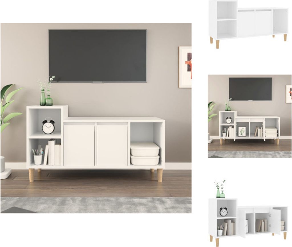 vidaXL TV-Schrank Weiß 100x35x55 cm Holzwerkstoff - TV-Möbel
