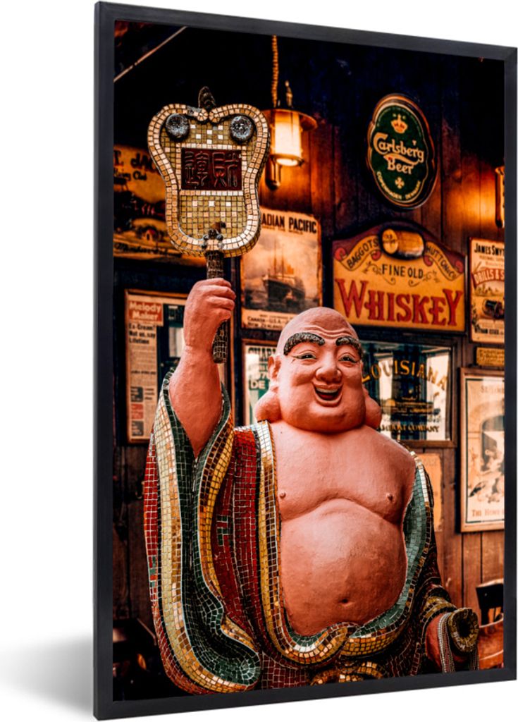 MuchoWow MuchoWow Gerahmtes Poster Buddha - Bild - Bar 60x90 cm - Poster mit zchwarzem Bilderrahmen - Kunst