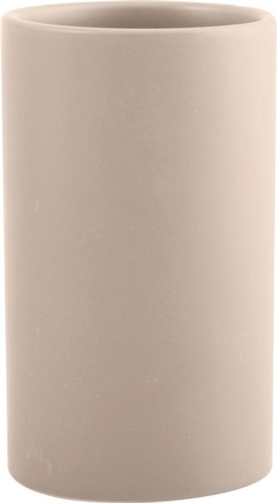 Spirella Zahnputzbecher Zahnbürstenhalter Keramik "Tube" 7x11,5 cm Taupe Matt