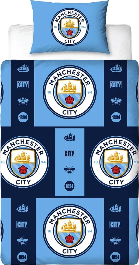 Parure de lit Manchester City réversible avec taie d'oreiller TC1008