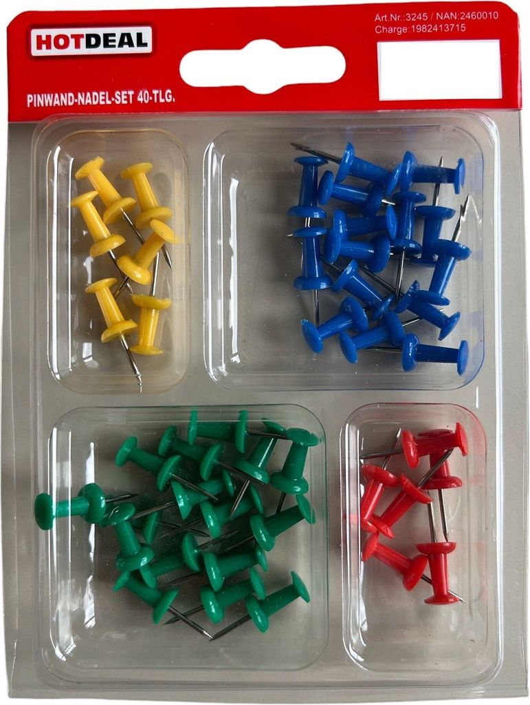 Pinwand Nadel Set, 40-teilig, Pinwandnadeln, Markiernadeln,Heftzwecken, mehrfarbig