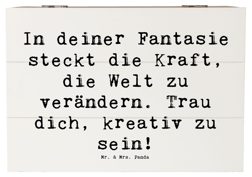 Mr. & Mrs. Panda Box Spruch Die Freude an der Kreativität entdecken 22 x 15 cm - Weiß - Geschenk, fotobox, Vertrauem, Aufbewahrungsbox Holz, Zuve...