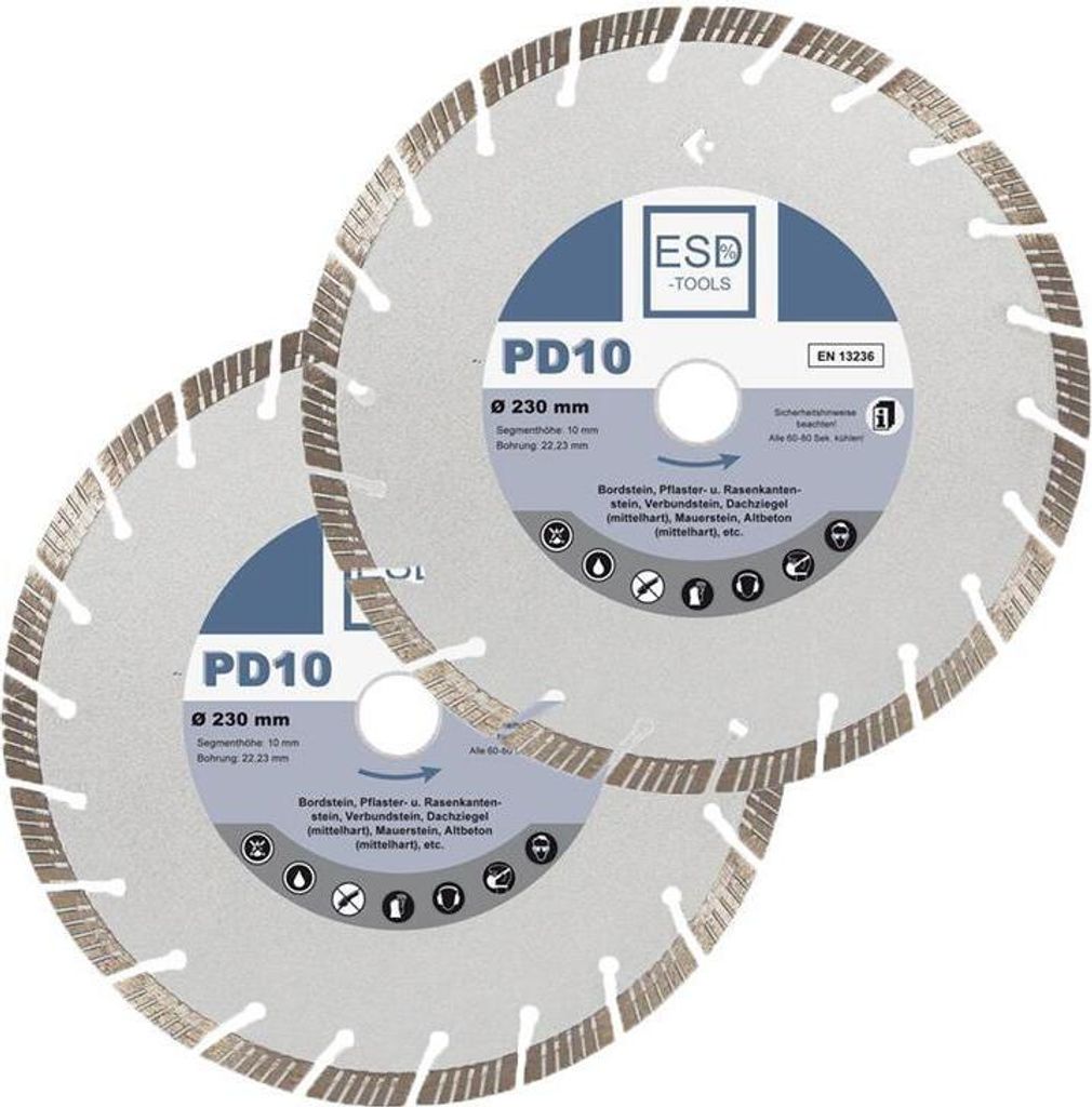 2x Diamanttrennscheibe PD10 Turbo - Ø 230 mm - 22,23 mm Bohrung