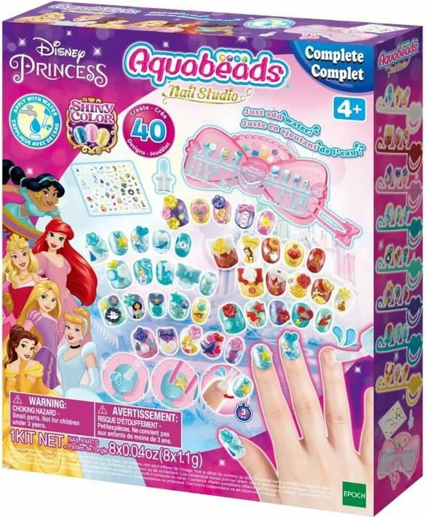 Manucure Aquabeads Disney Princesses sans Colle Fixation à l'Eau 40pcs