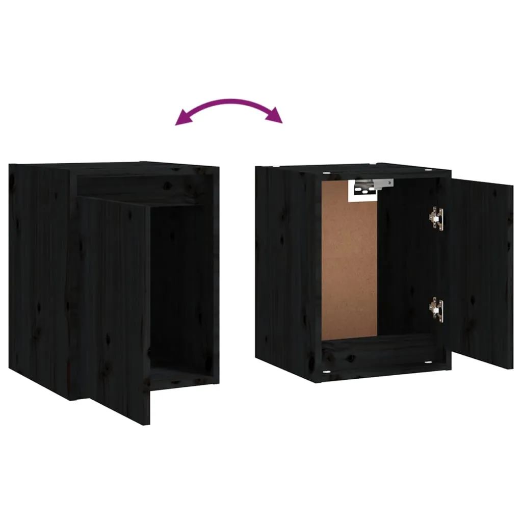 vidaXL Coppia Armadi Pensili Neri in Legno Massello 30x30x40 cm - 13