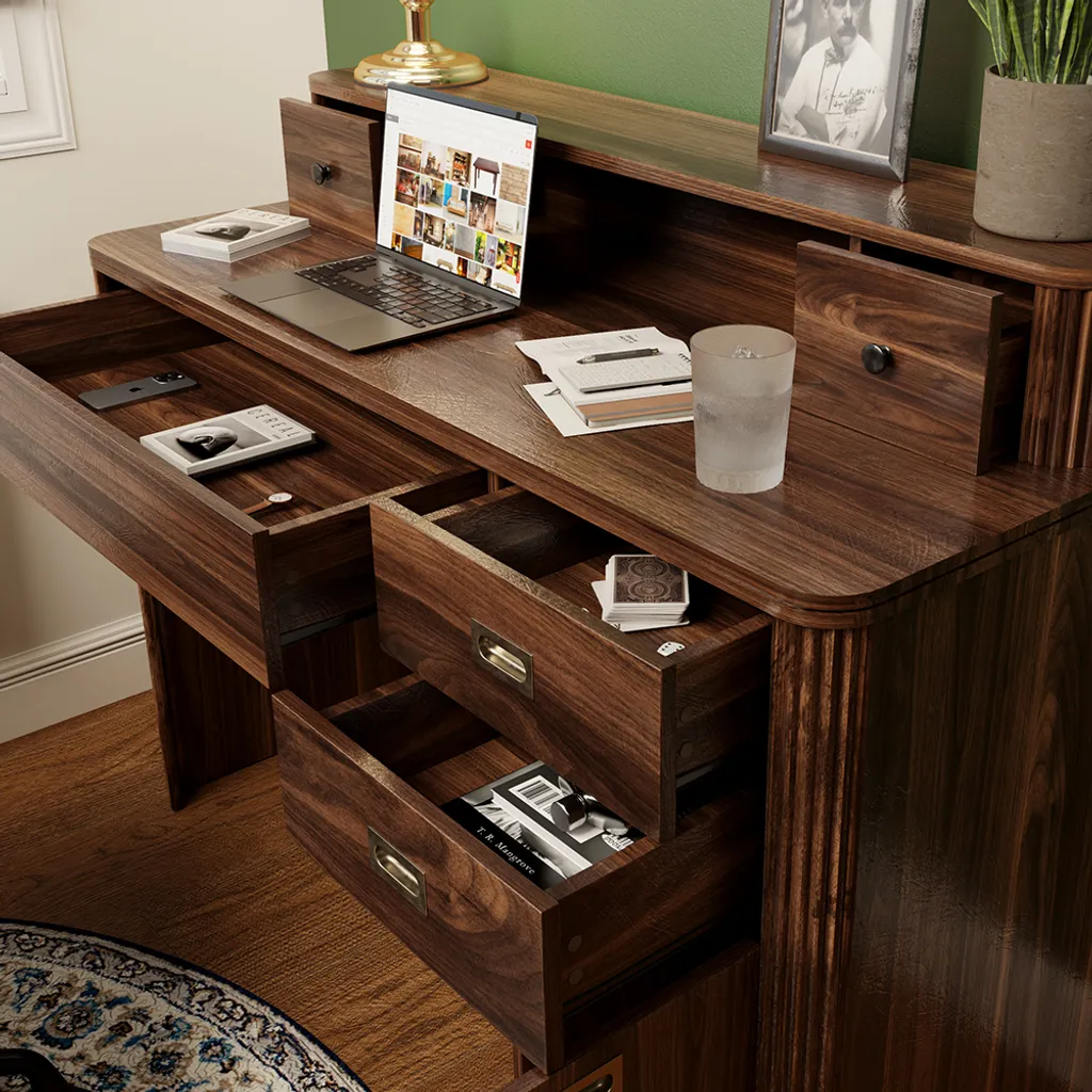 Bureau compact 120x50 cm Chêne Rustique - Plateau Résistant Vicco Neria