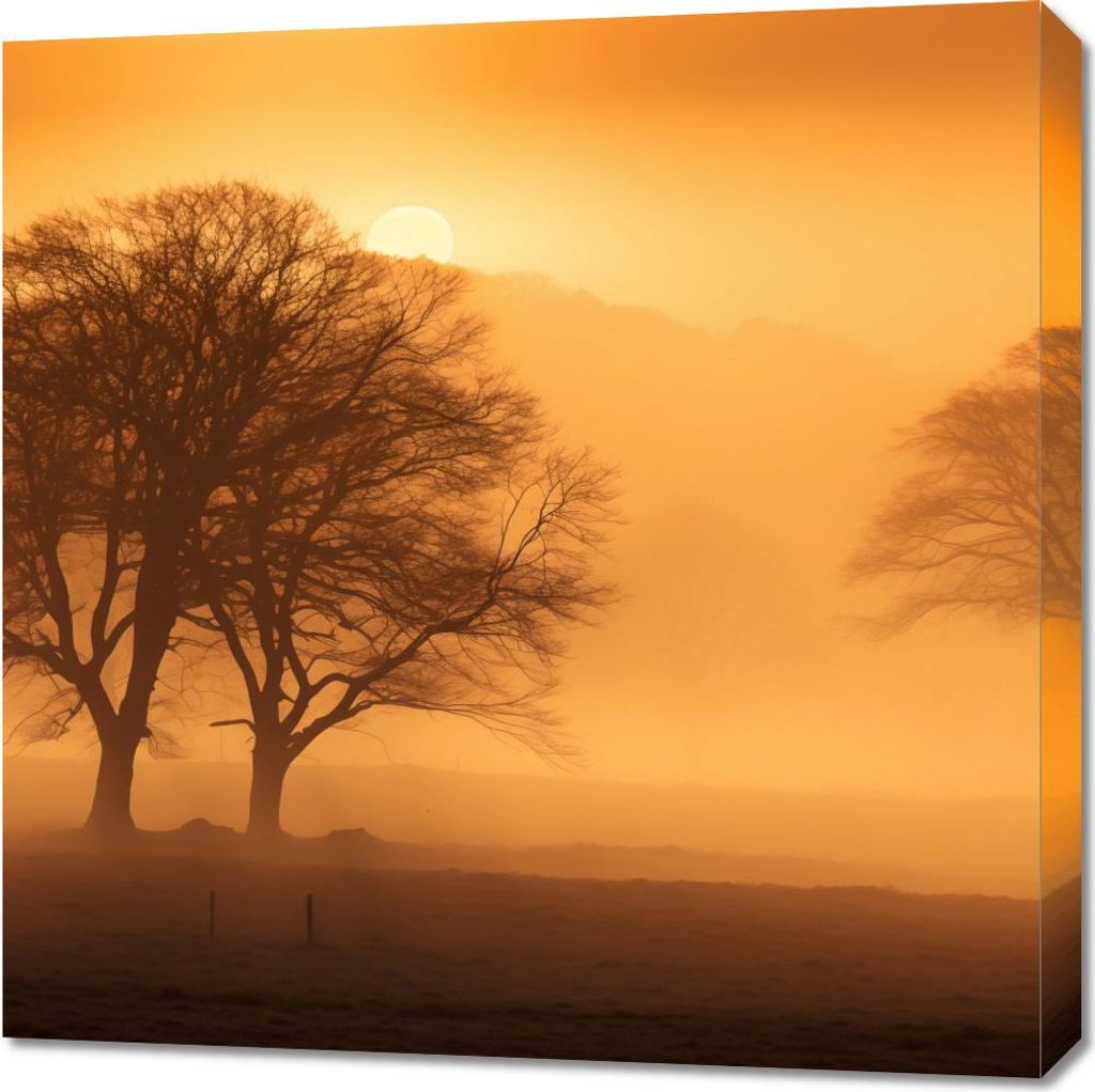 Bild 70x70cm Dämmerung über den Wiesen