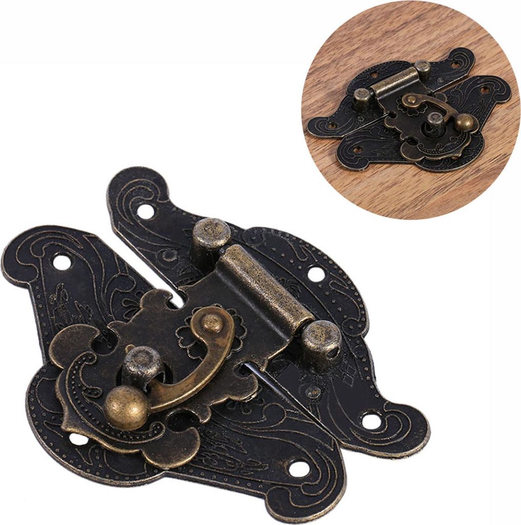 Antike Retro Vintage dekorative Verriegelung Hasp Pad Chest Lock Plate für hölzerne Schmuck-Box L
