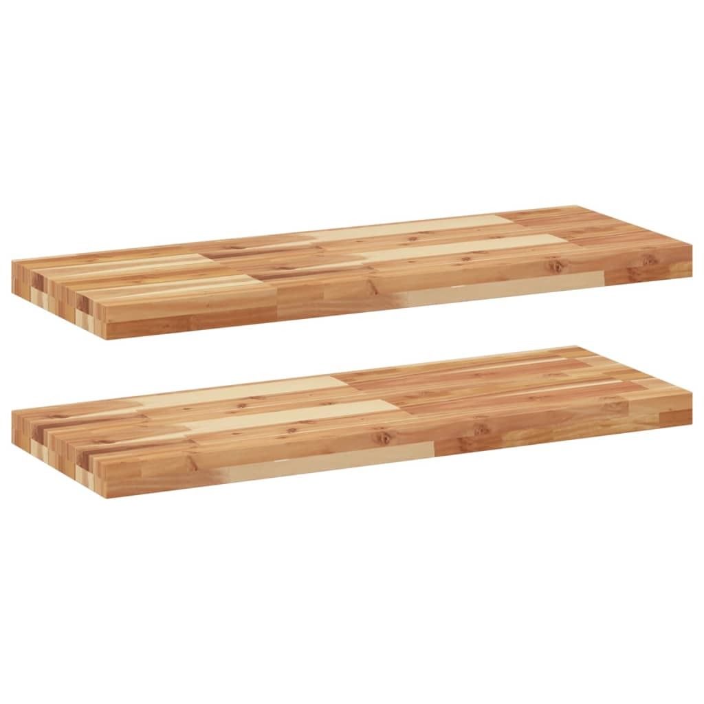 Schweberegale 2 Stk. 80x30x4 cm Massivholz Akazie Ölbehandelt