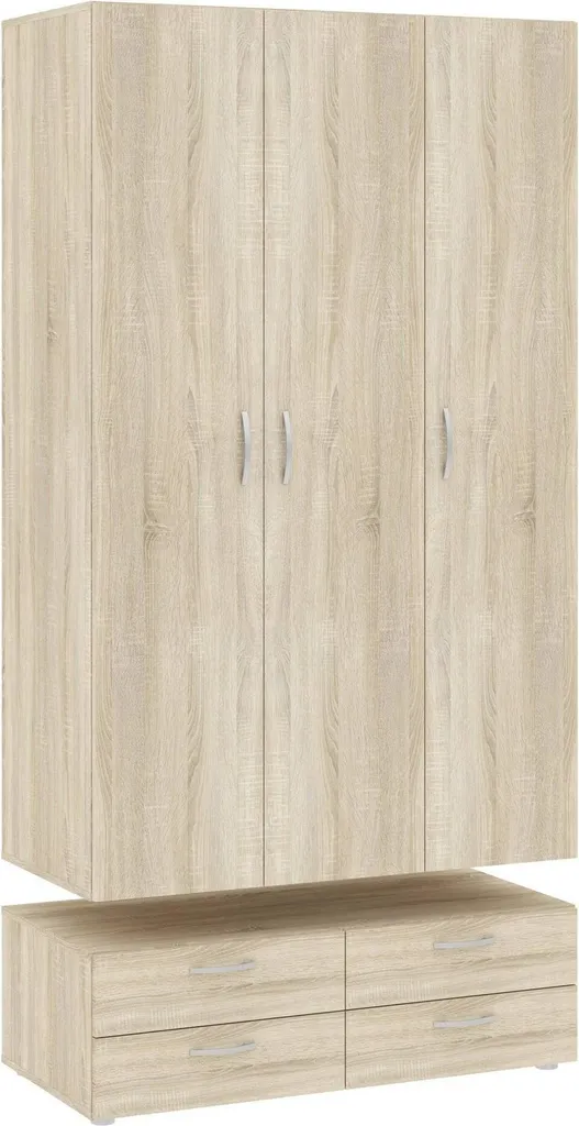 Armoire 3 portes Randazzo en chêne marron 111x52 cm pour chambre