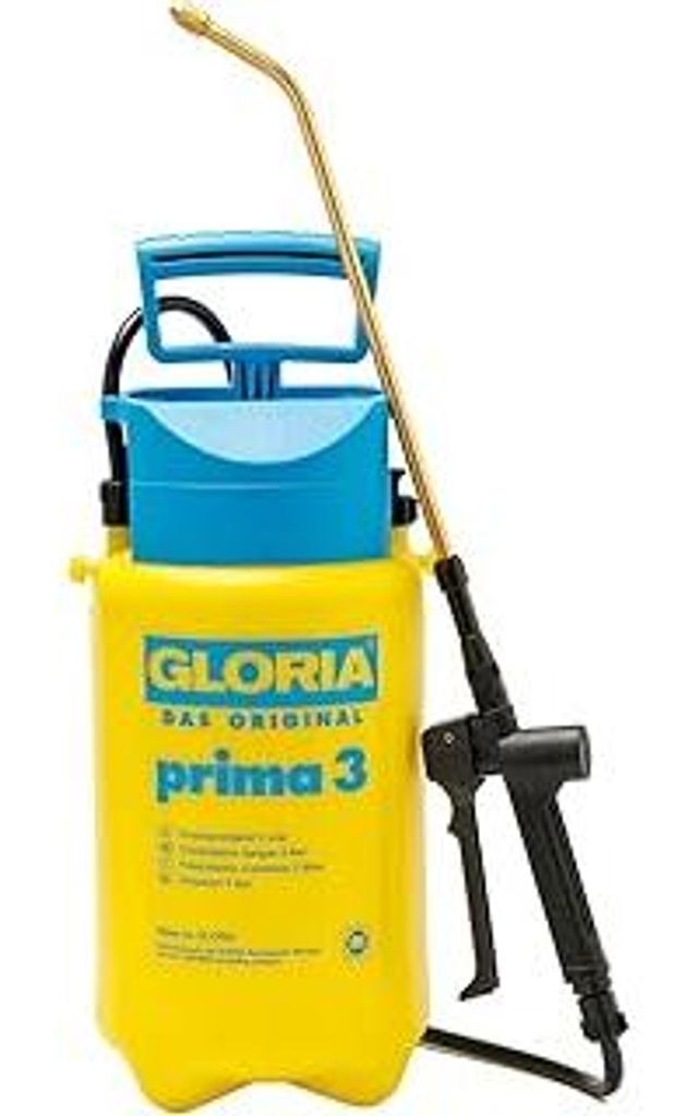 GLORIA Drucksprühgerät prima 3 | 3 Liter Gartenspritze & Drucksprüher | Kompakte Sprühflasche für Pflanzenschutz & Unkrautvernichter | Pumpspr...