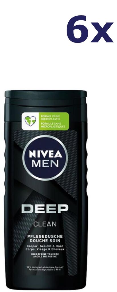 6x Nivea Shower Men 250ml Deep Clean
