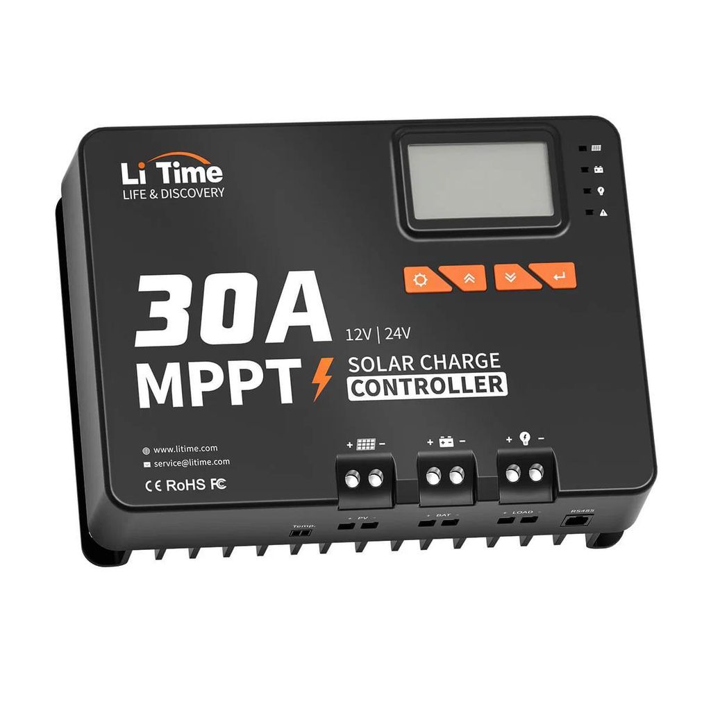 LiTime 30A Solar MPPT Laderegler für 12V/24V Systeme mit integriertem Bluetooth