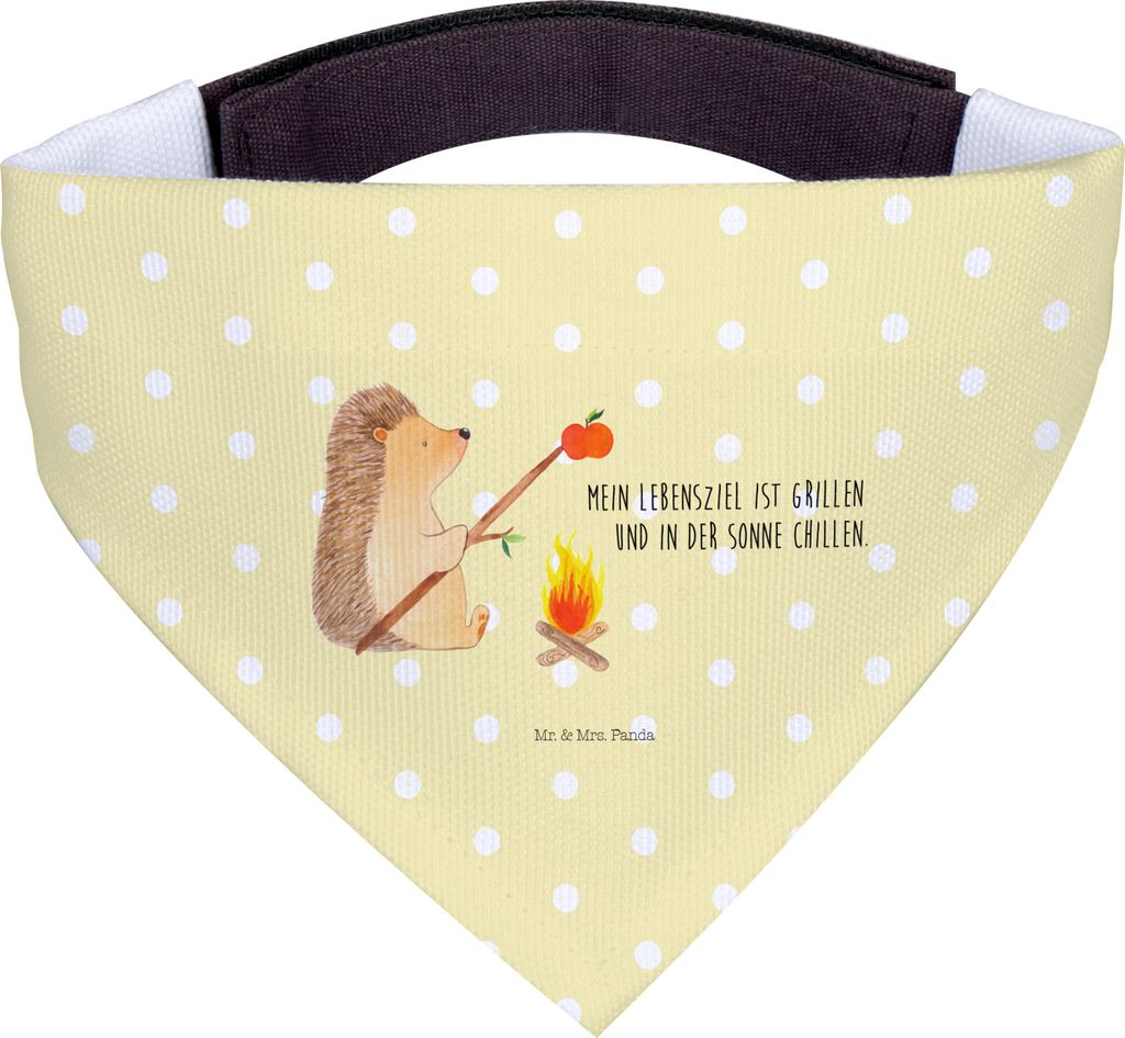 Mr. & Mrs. Panda Hunde-Bandana Igel Grillen - Gelb Pastell - Geschenk, Arbeitslos, Motivation, Halstuch, Hunde, Ziele, Tuch, Hundehalstuch, Spruch,...
