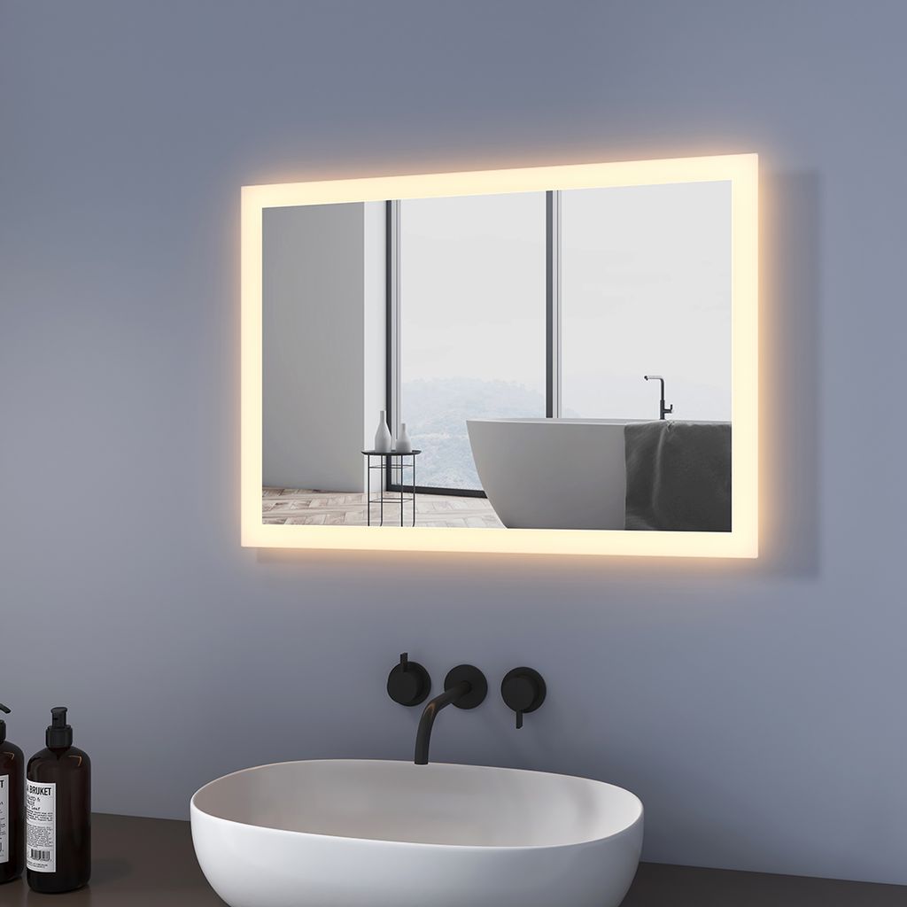 Meykoers Badspiegel mit Beleuchtung 50 x 70 Wohnen & Einrichten Wohnaccessoires Spiegel Badspiegel 