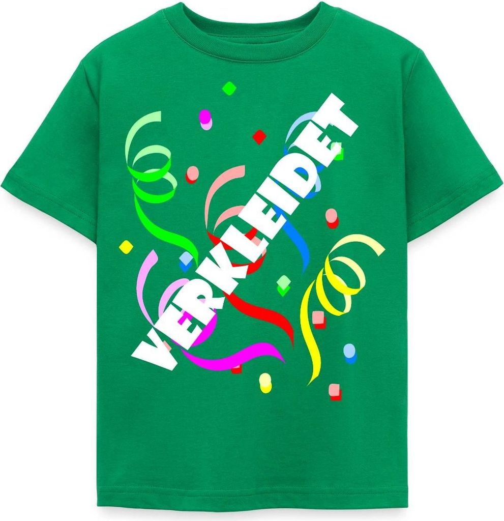 Spreadshirt Verkleidet Konfetti Luftschlangen Karneval Kinder T-Shirt, 110/116 (5-6 Jahre), Kelly Green