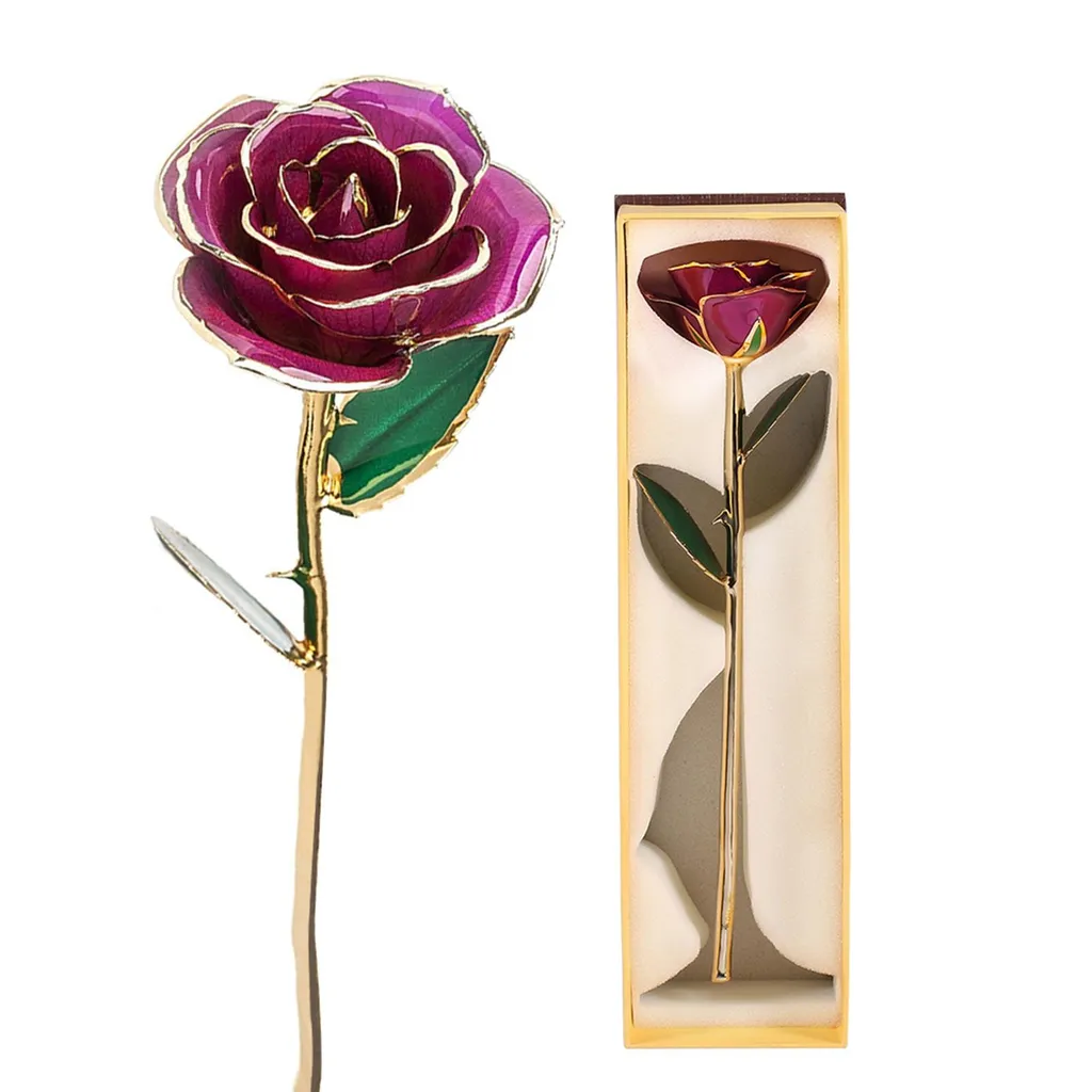 Acquista Rosa Dorata Bordo Viola Oro 24K: Regalo Donna Compleanni