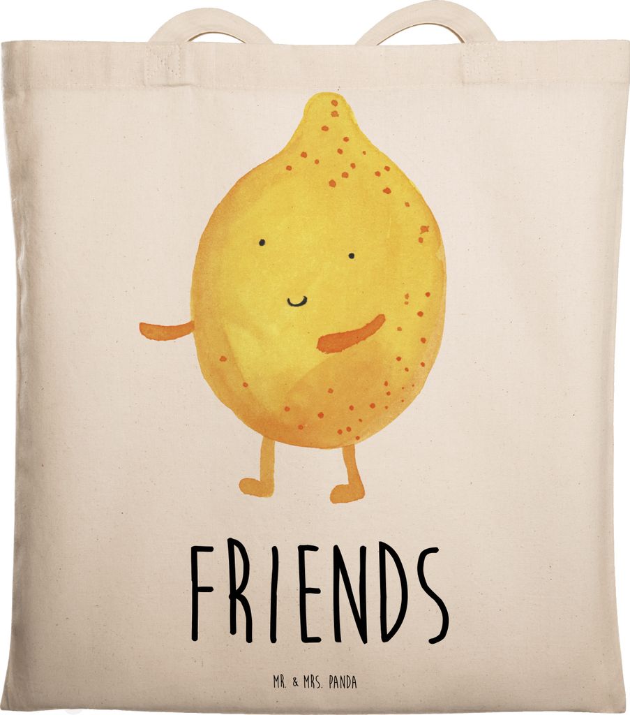 Mr. & Mrs. Panda Schultasche Beste Freunde Zitrone - Transparent - Geschenk, Fehlende Keywords, Tote Bag, Laptoptasche, Shopping Tasche, Stoffbeute...