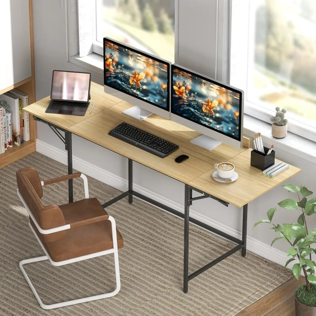 Table d'ordinateur pliable pour télétravail avec support clavier noir - 2