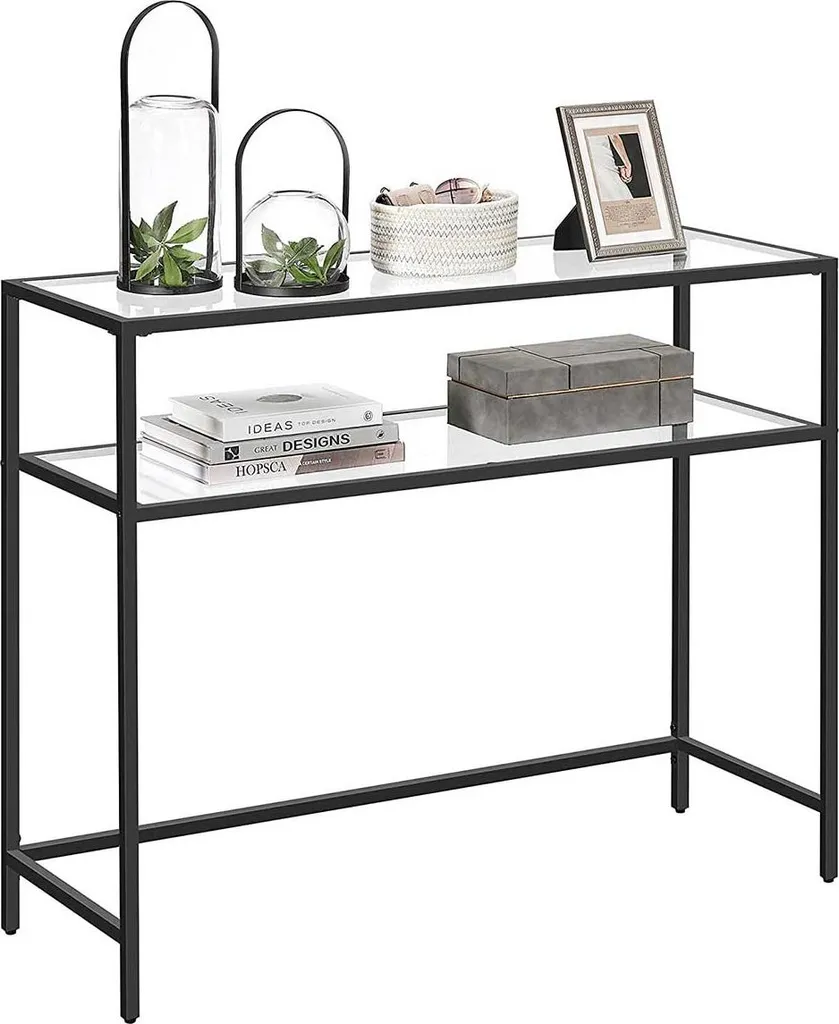 Table console moderne structure acier et verre trempé 100x35x75cm