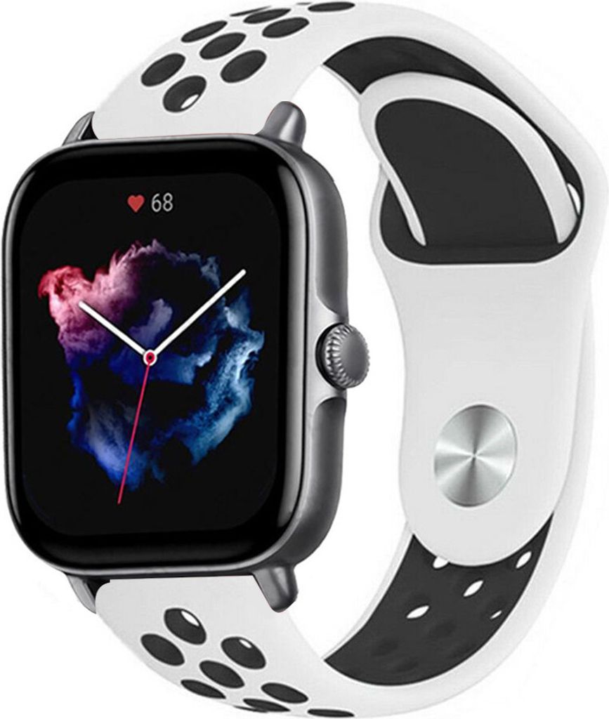 Strap-it Amazfit GTS 3 Sportarmband (Weiß/Schwarz)