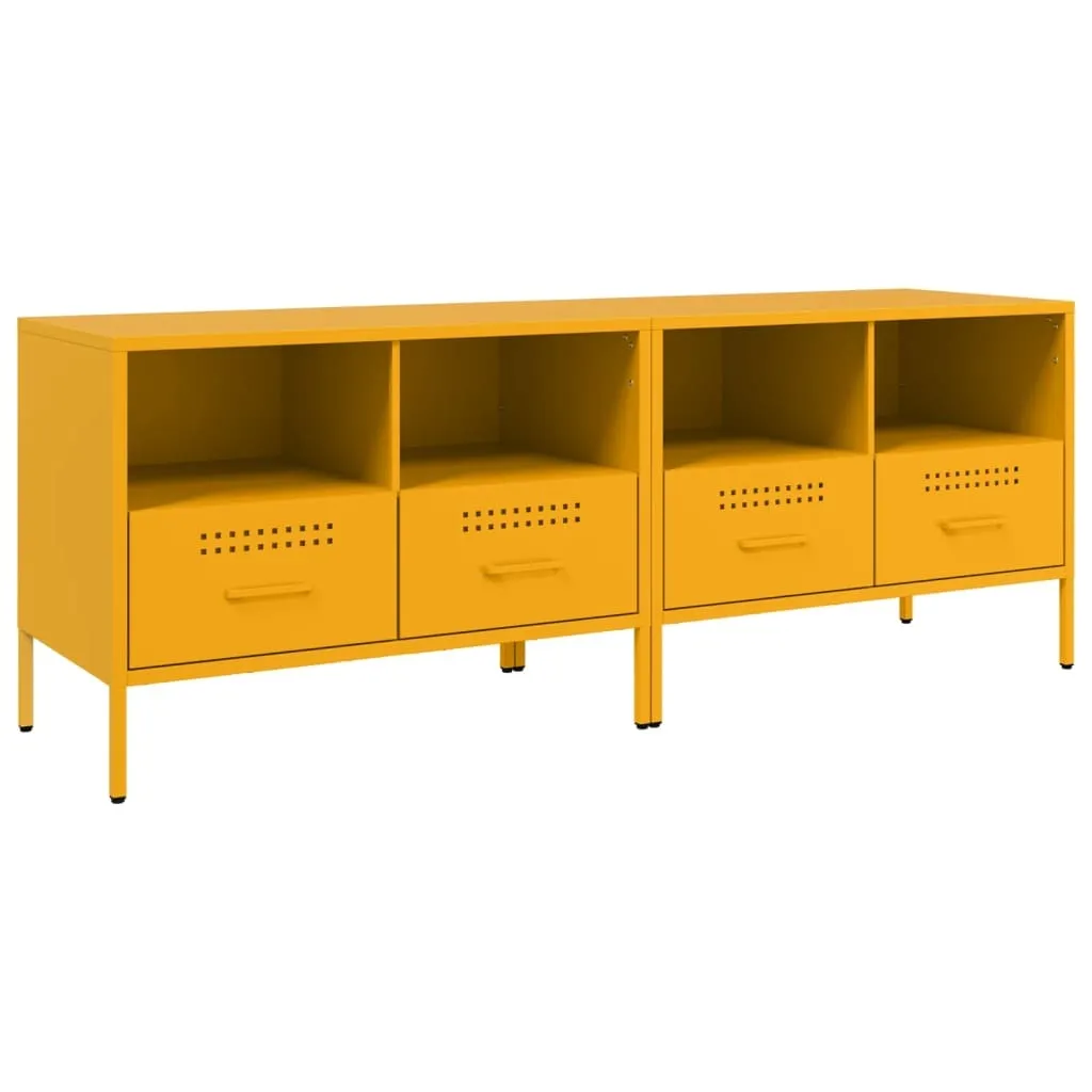 Trasforma il Living: Set 2 Mobili TV Giallo Senape Acciaio vidaXL