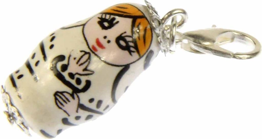 Matroschka Babuschka Russland Charm Anhänger Miniblings russische Puppe weiß