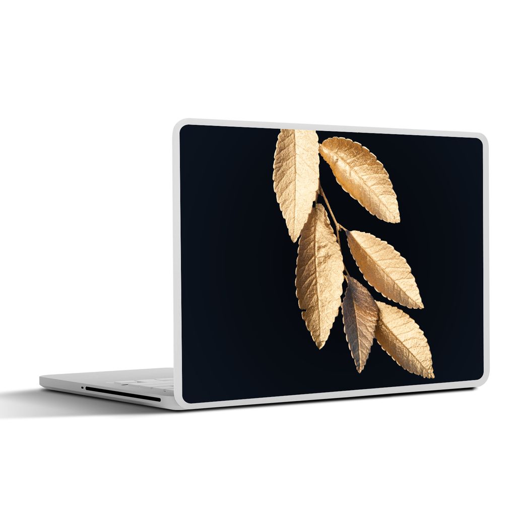 MuchoWow Laptop Aufkleber Sticker Cover Blätter - Schwarz - Gold - Luxus - Pflanzen 36.5x27.5 cm - Laptop-Sticker