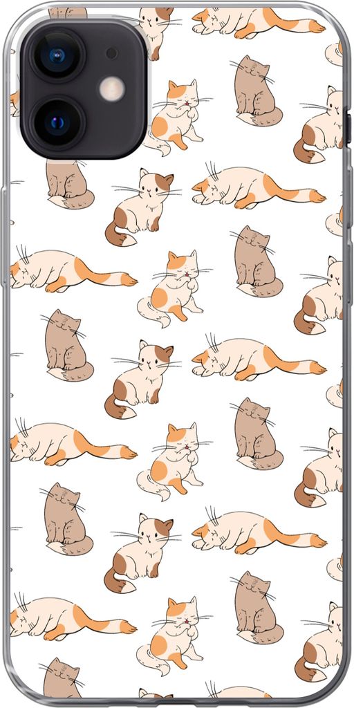 MuchoWow Handyhülle Schutzhülle Hülle für Telefoonhoesje iPhone 12 mini Muster - Katze - Kätzchen - Jungen - Mädchen - Kinder - Kinder Sili...